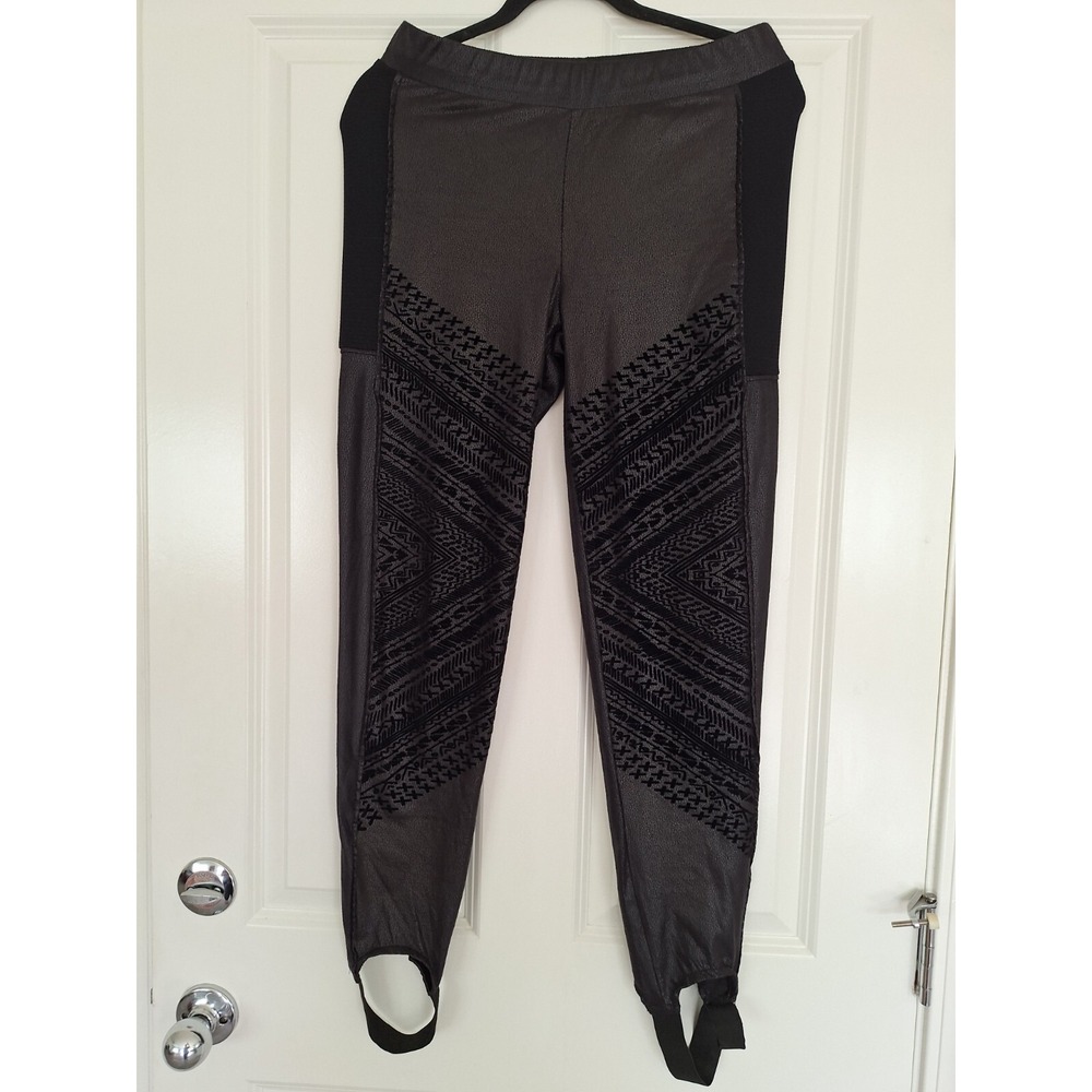 Desigual Black faux leather leggings size L